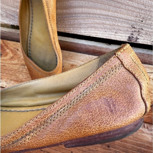 Frye Carson Ballet Flat Cognac Brown Leather Shoes - Picture 2 of 6